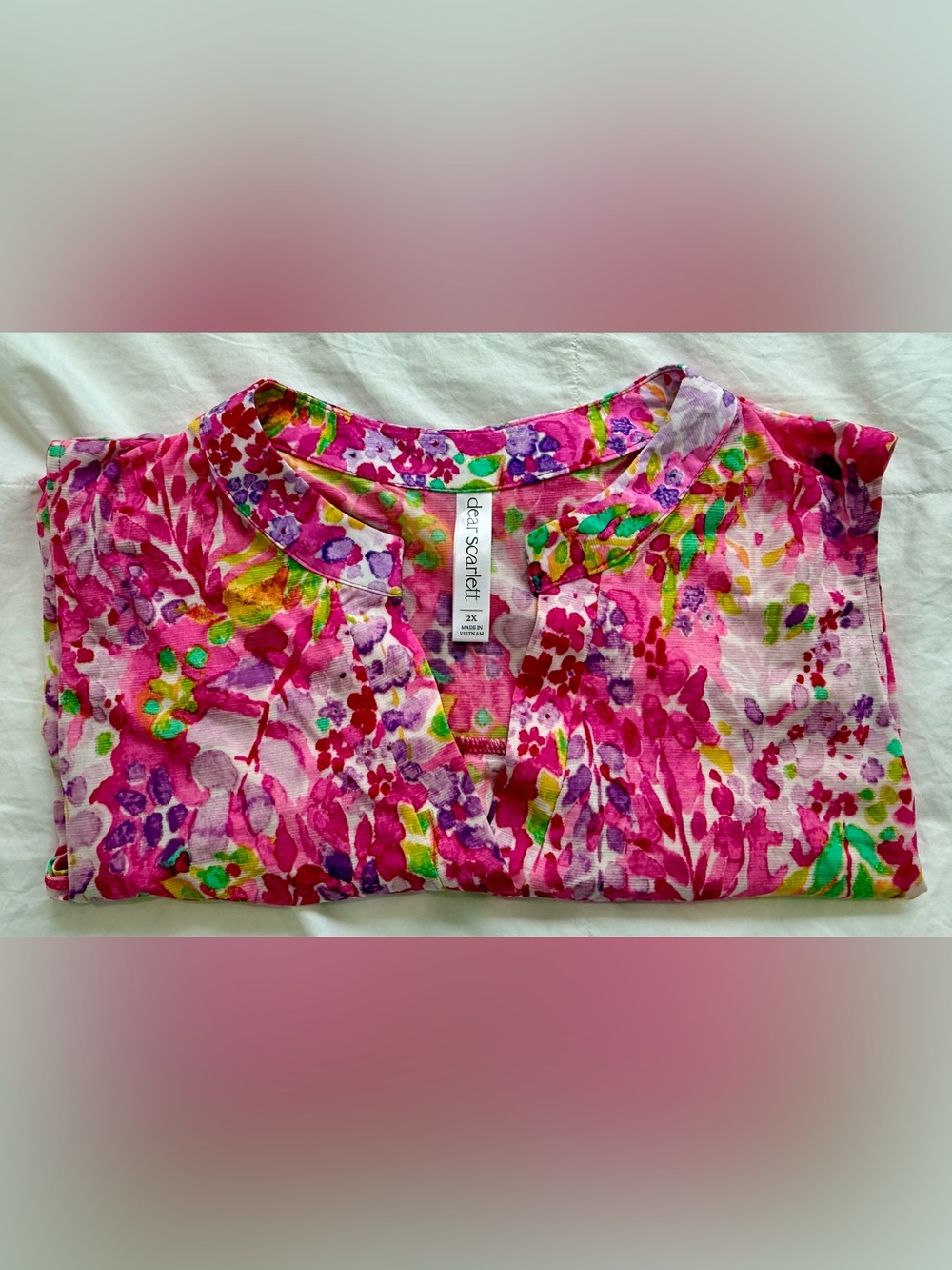 Dear Scarlett Pink Floral V-Neck Women’s Top